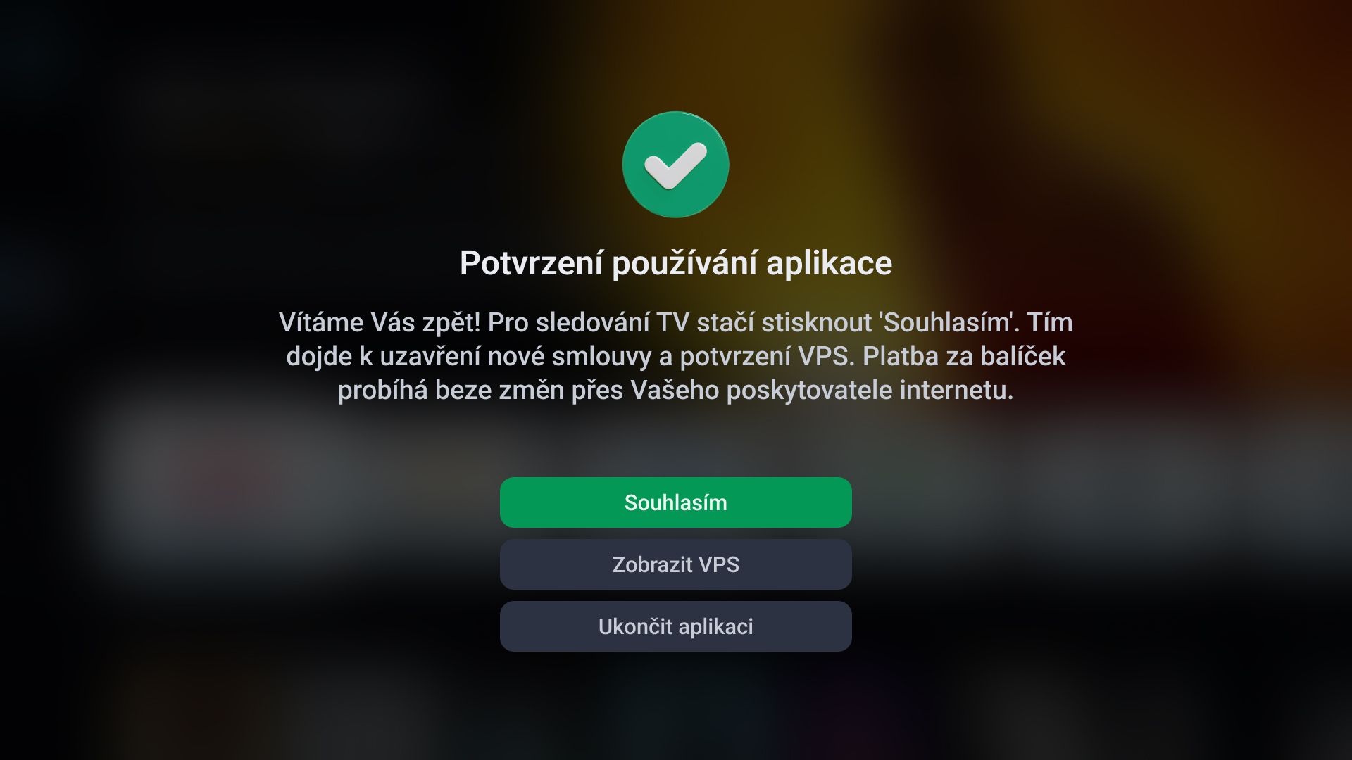 Hláška: Potvrzení používání služeb